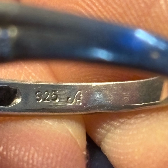 EUC Pink opal with white sapphire sterling silver ring size 8 - Picture 6 of 6